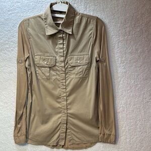 BCBGMAXAZRIA Women’s Tan Button Down Shirt Size Small
